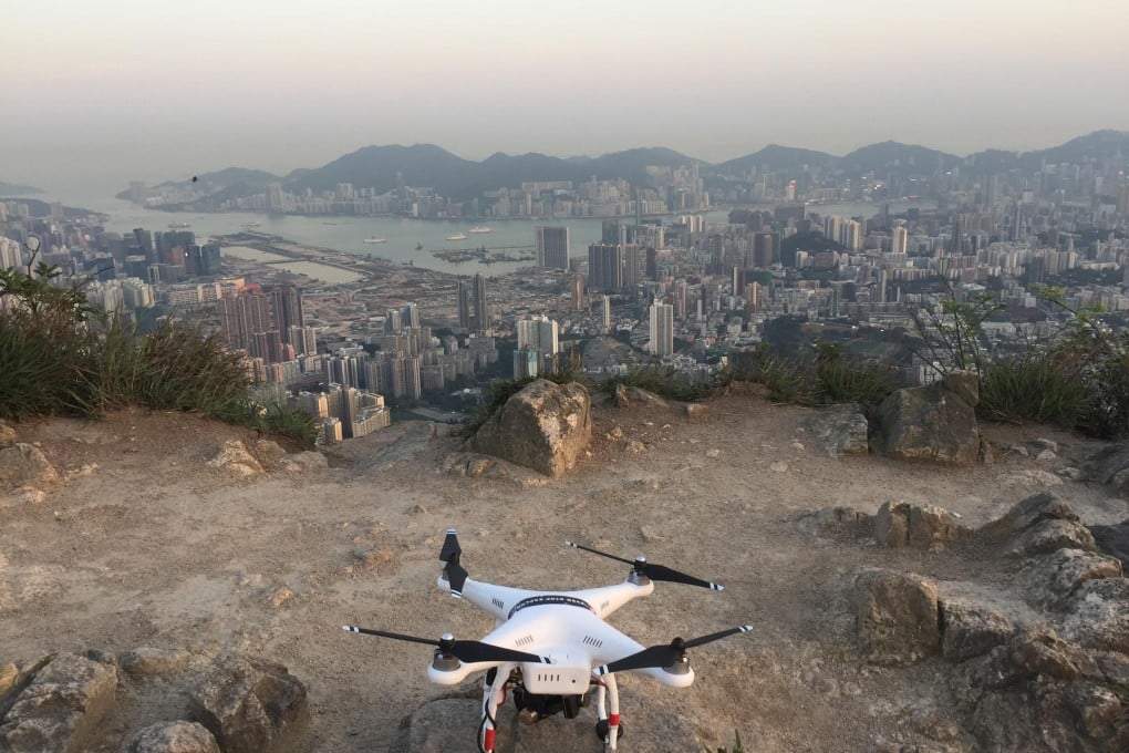 A Phantom 2 drone ready for take off over Kowloon. Photo: Edwin Lee