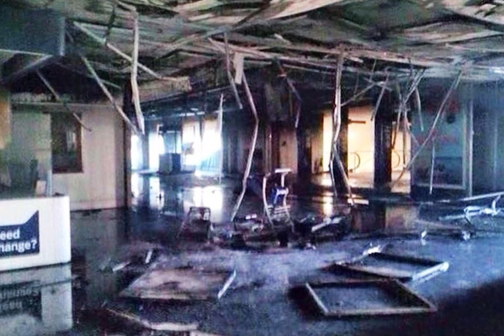 The aftermath of the blaze in terminal three at Rome’s Fiumicino airport. Photo: EPA