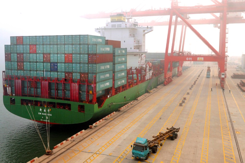 Containers at the Lianyungang port in Lianyungang, east China's Jiangsu. The poor export figures come after China recorded its slowest pace of economic growth in the first quarter in six years. Photo: AFP