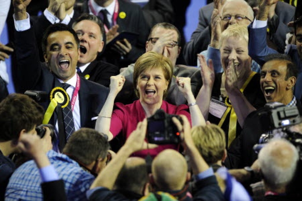 Leader of the Scottish National Party (SNP), Nicola Sturgeon is delighted with results at the Glasgow election count. Photo: AFP