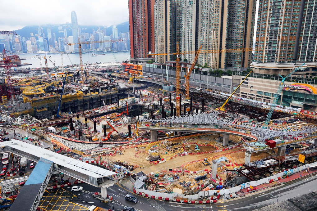 The construction site for the West Kowloon terminus of the rail link. The Highways Department has also raised doubts about the line being completed on time. Photo: Sam Tsang