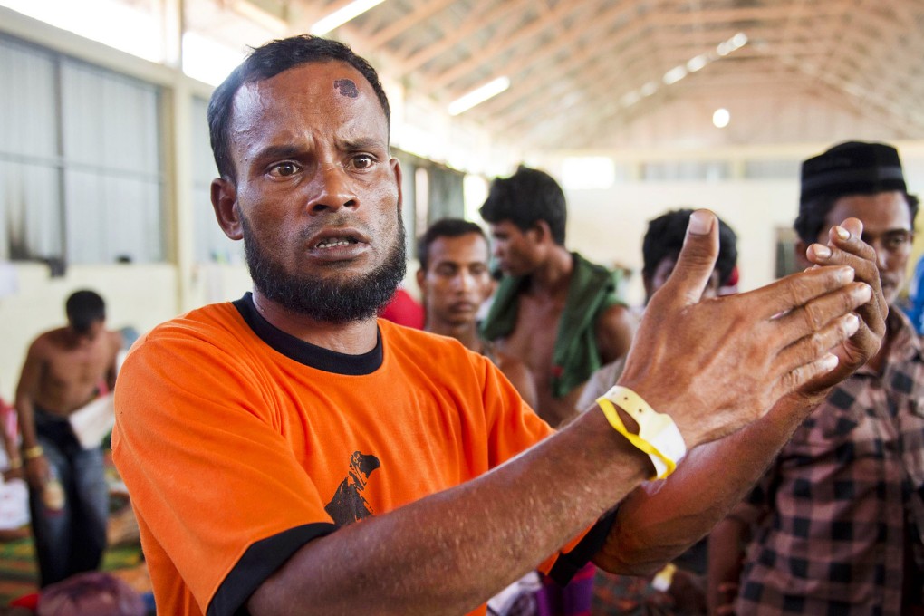 Rescued Rohingya migrant Mohammad Amih at the port in Langsa in Aceh. Photo: AFP
