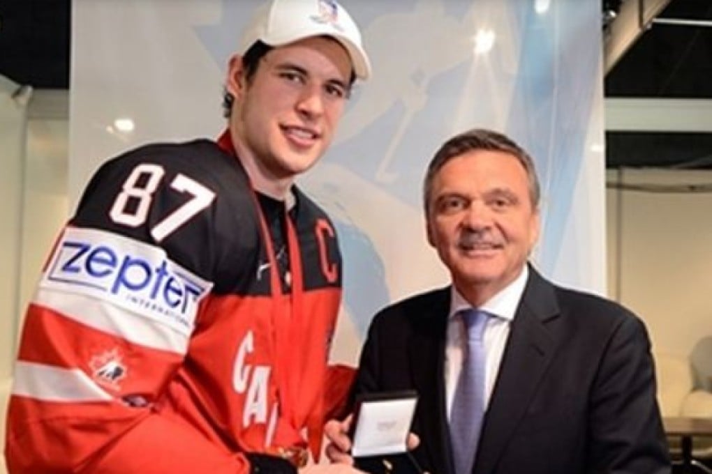 PRAGUE, CZECH REPUBLIC - May 17: Canada’s Sidney Crosby #87 joins the Triple Gold Club during gold medal game action at the 2015 IIHF Ice Hockey World Championship. (Photo by Richard Wolowicz/HHOF-IIHF Images)