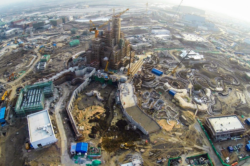 Construction continues at the Disneyland site in Shanghai. The park is expected to open in spring next year.Photos: ChinaFotoPress, Disney