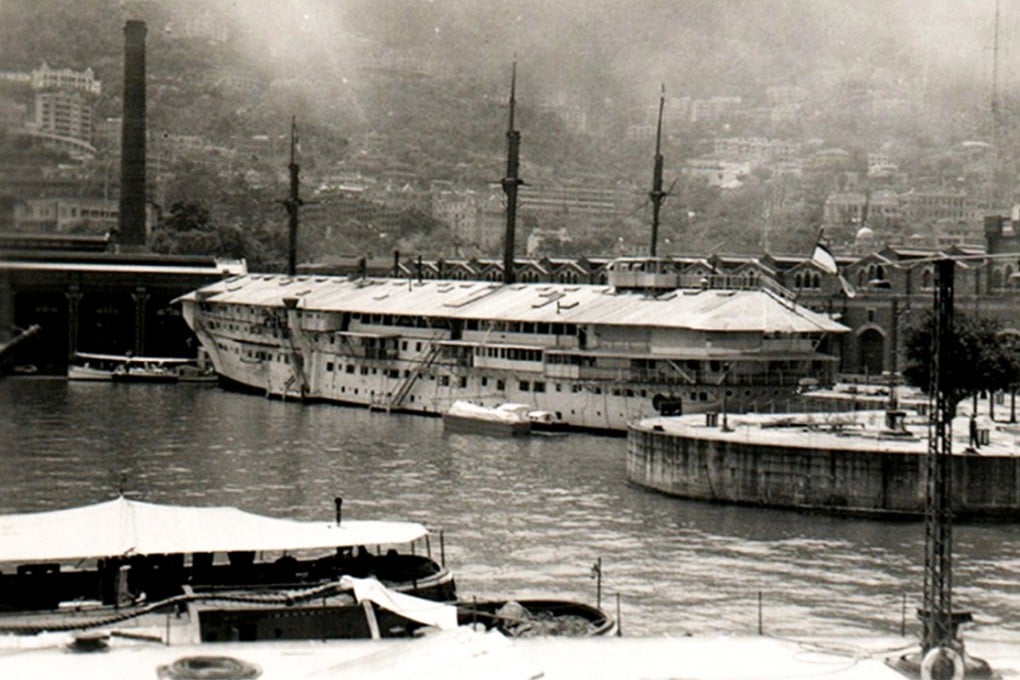 HMS Tamar moored at Hong Kong naval basin in 1941. Photo NHSA.
