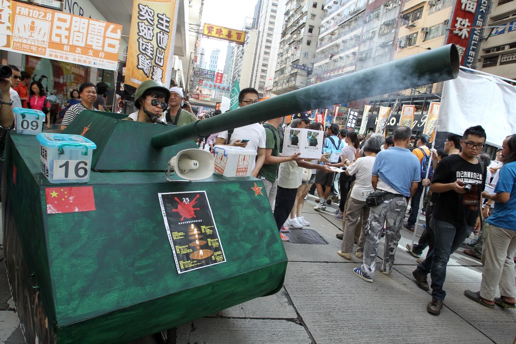 Protesters and members of Hong Kong Alliance in Support of Patriotic Democratic Movement in China march to Central Government Offices from Victoria Park. Photo: Dickson Lee