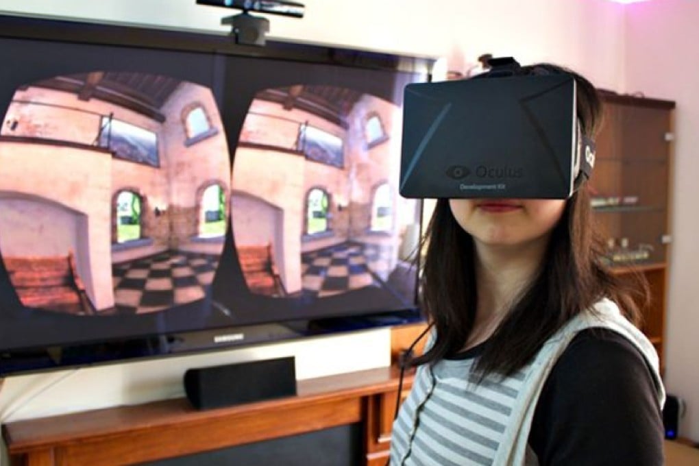 Orculus Rift VR headset transports the wearer inside a game, allowing them to interact in the virtual world.