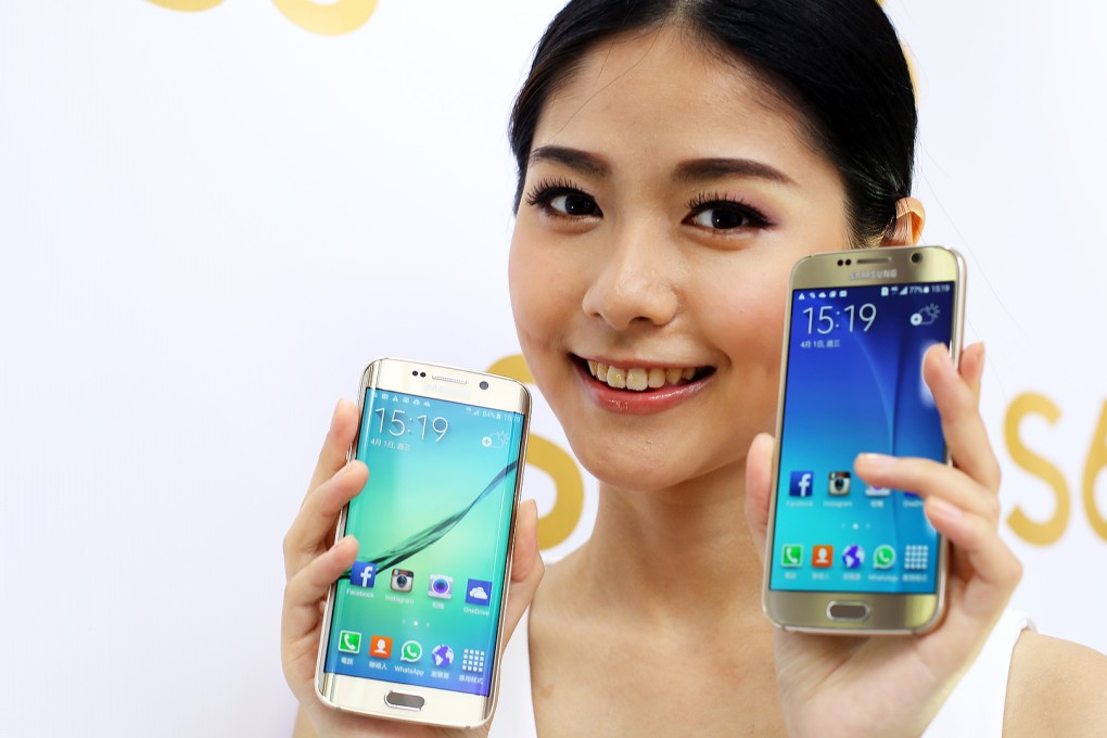 A model shows off the new Samsung S6 phone in Hong Kong last month. Photo: Edmond So