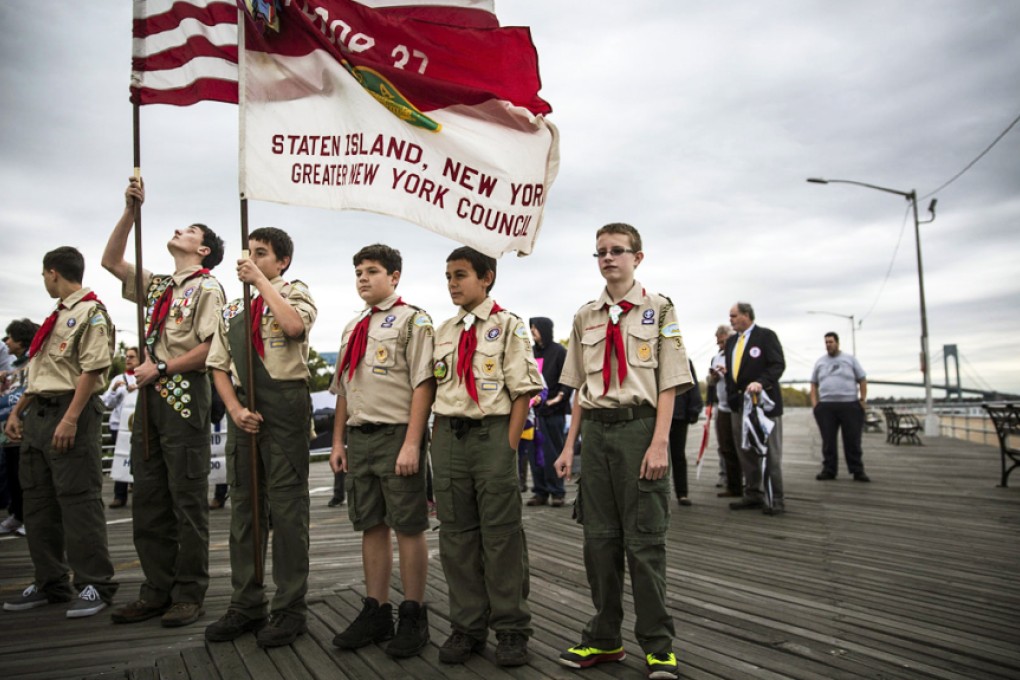 Boy Scouts before a memorial march in New York. Photo: AFP