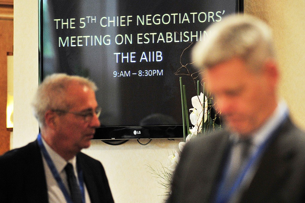 Delegates attend a closed-door meeting of Asian Infrastructure Investment Bank held at the Singapore Hilton. Photo: Xinhua