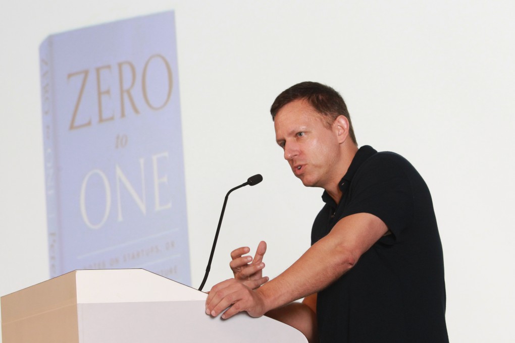 Paypal founder Peter Thiel talks at an event in Hong Kong. Photo: May Tse