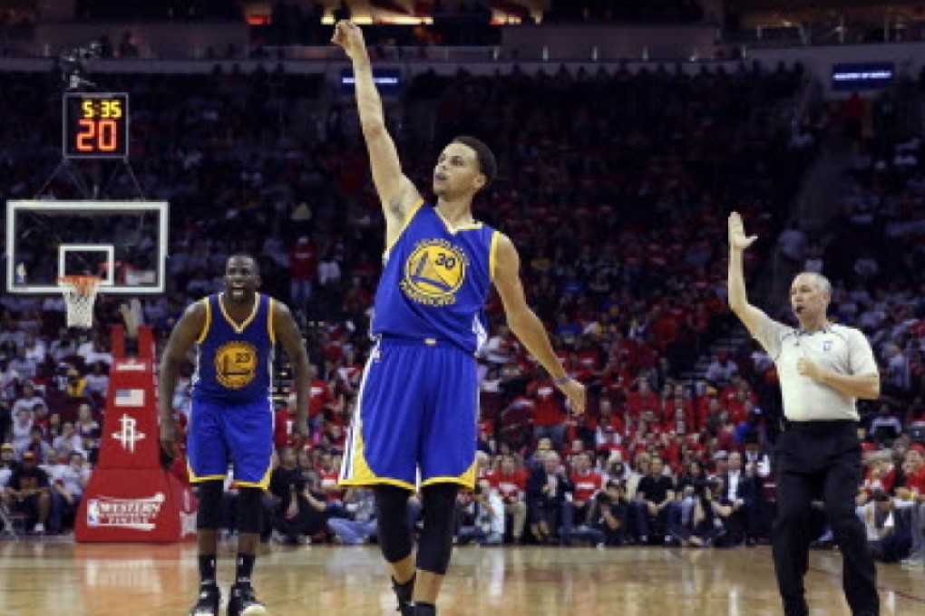 Golden State's Stephen Curry salutes the fans during the Warriors game three win over Houston Rockets in the Western Conference finals. Photo: USA TODAY Sports
