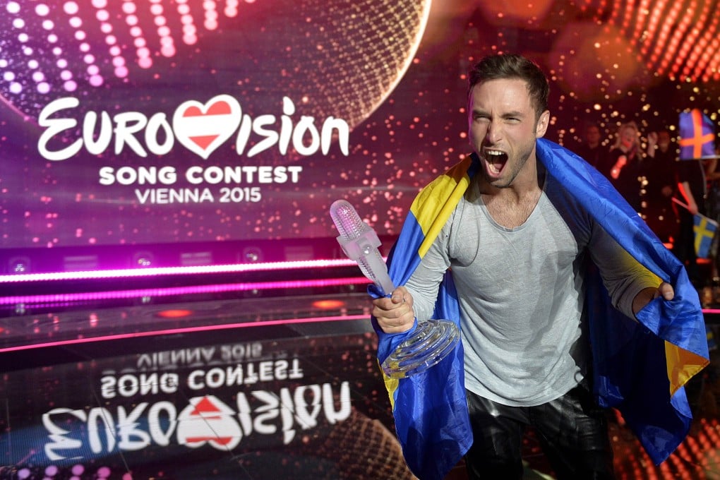 Sweden’s Mans Zelmerlow celebrates his Eurovision win. Photo: AP
