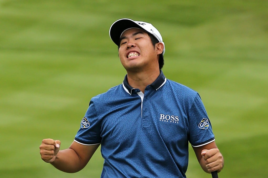 South Korea's An Byeong-hun celebrates winning the European PGA Championship. Photo: Reuters