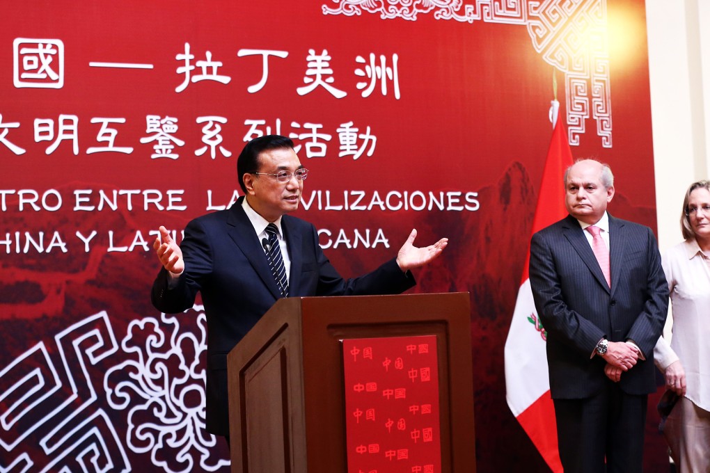 Premier Li Keqiang says Beijing will strengthen its ties with Peru to better facilitate Chinese companies. Photo: Xinhua