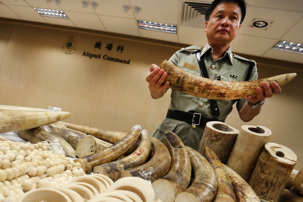 790 kg of ivory, valued about $7.9 million, was seized at Hong Kong International Airport in 2014. Photo: Nora Tam