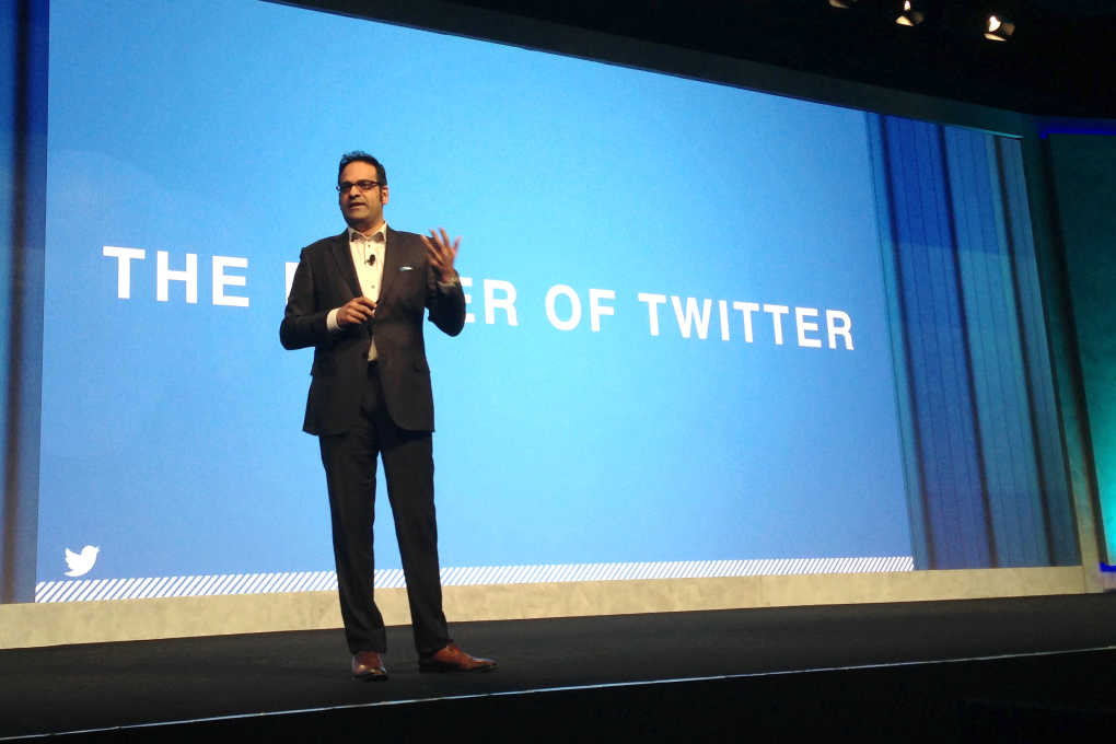 Shailesh Rao, Twitter vice president of Asia Pacific, Latin America and emerging markets, speaks at the inaugural CES Asia in Shanghai. Photo: James Griffiths