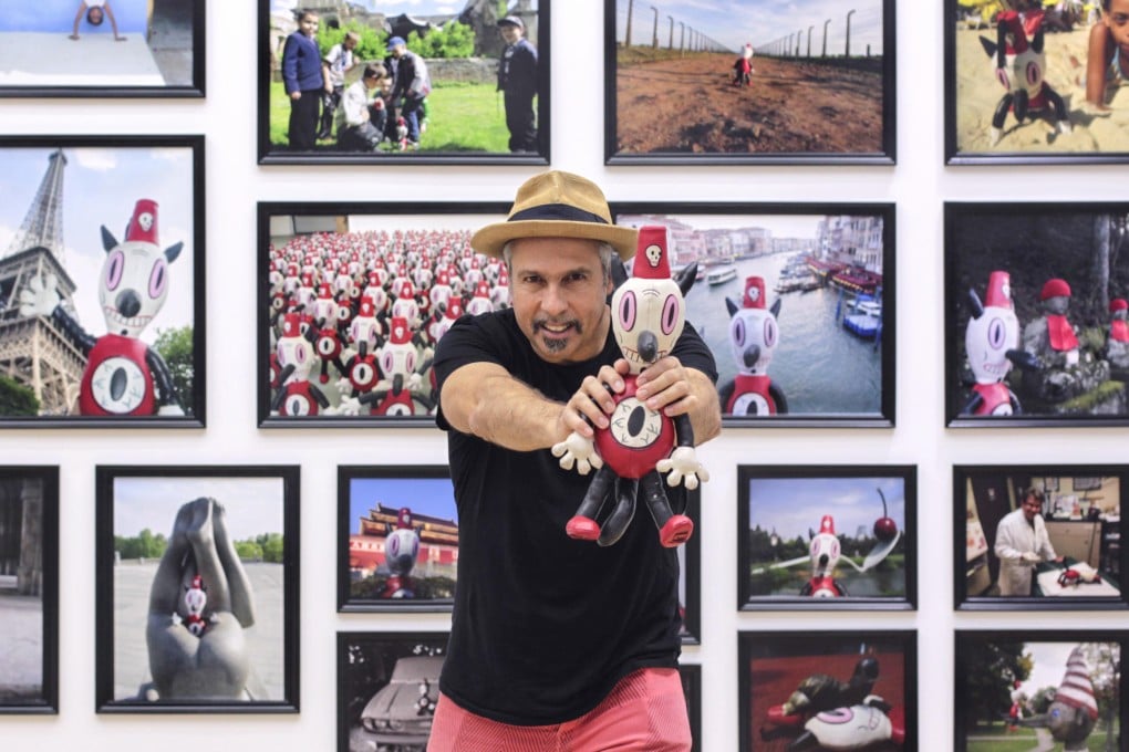 Gary Baseman with Toby at the exhibition in Times Square in Causeway Bay. Photos: Bruce Yan