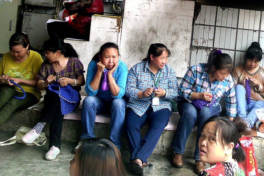 Workers on strike at the Lide shoe factory in Panyu. Photo: SCMP Pictures