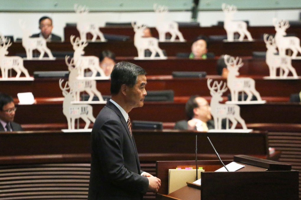 Leung Chun-ying at Legco yesterday. The chief executive said there was "zero chance" of Beijing reversing its decision on guidelines for electoral reform. Photo: Felix Wong
