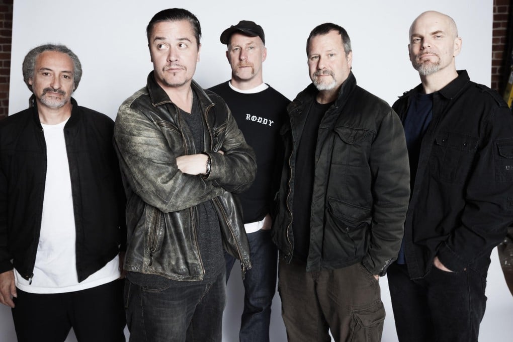 Faith No More are (from far left) Mike Bordin, Mike Patton, Roddy Bottum, Billy Gould and Jon Hudson. Photo: Dustin Rabin