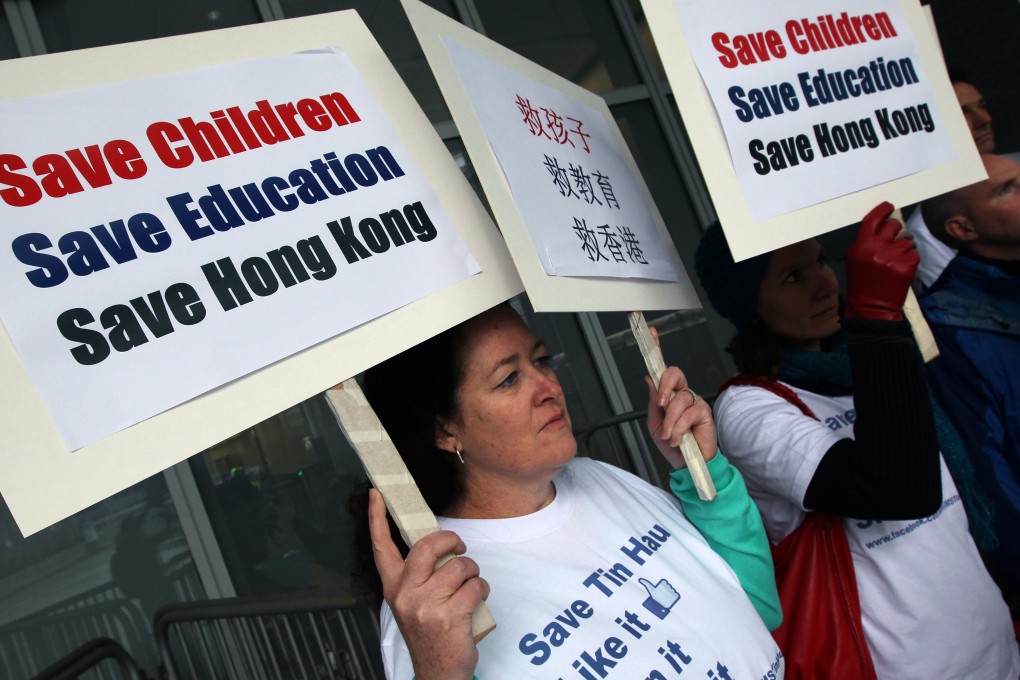 Parents of the International Montessori School urge for Education Bureau's intervention to extend her lease and save the school from closure in this 2013 photo. Photo: Nora Tam
