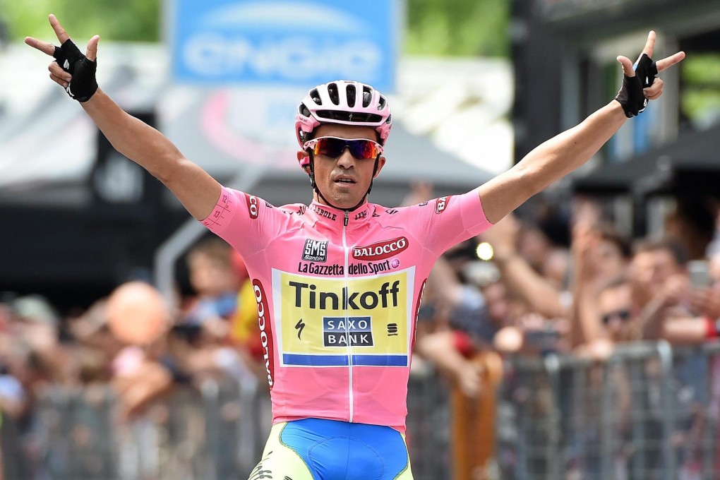 Spanish rider Alberto Contador crosses the finish line at the end of the 21st and last stage of the 98th Giro d'Italia. Photo: EPA