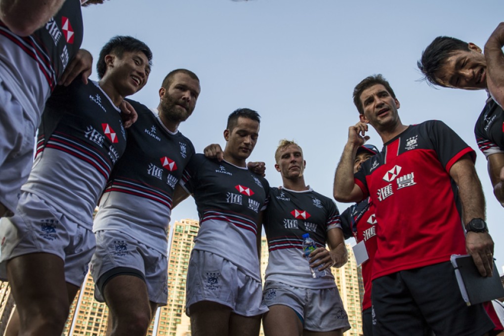 Nick Hewson (third left) is one of three Kiwi players hoping to realise an Olympic dream with the Hong Kong team. Photo: HKRFU