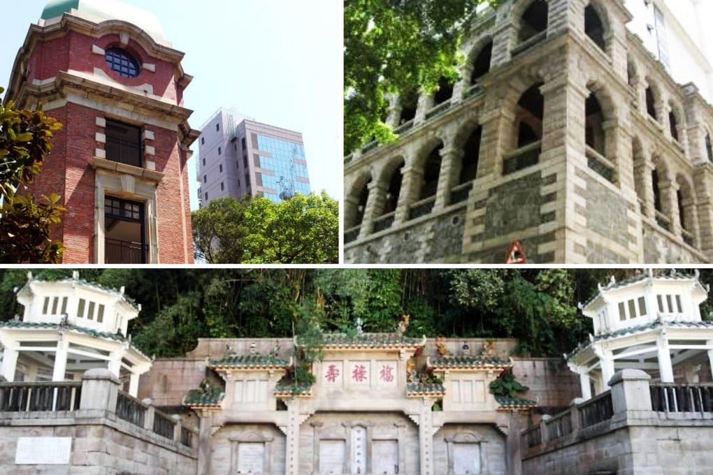 The Tsim Sha Tsui signal tower (above left), the facade of the old mental hospital (above right) and the memorial to the Happy Valley racecourse fire victims (below) have been declared monuments. Photos: SCMP Pictures, Nora Tam