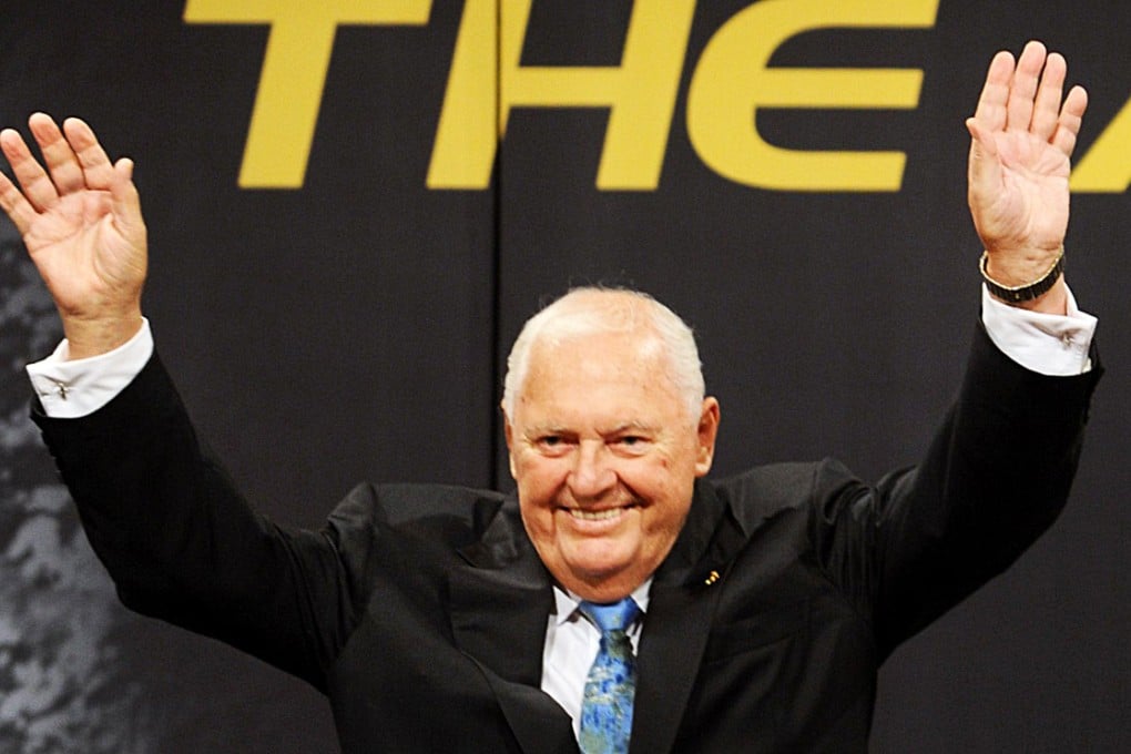 Alan Bond celebrates the 30th anniversary of Australia's winning America's Cup in 1983, in Sydney - a victory he bankrolled before being jailed for corruption. Photo: EPA