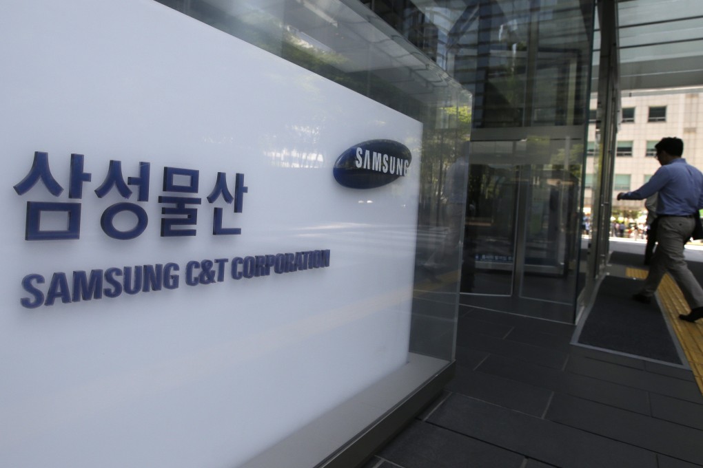 The logo of Samsung C&T Corp, where US activist hedge fund Elliott has filed suit to prevent their takeover by another Samsung firm in a deal designed to cement the succession at the South Korean conglomerate. Photo: AP