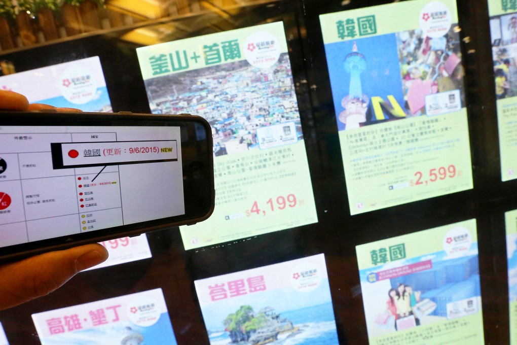 Morning Star Travel in Causeway Bay yesterday. Some 600 Korea tours are cancelled. Photo: David Wong