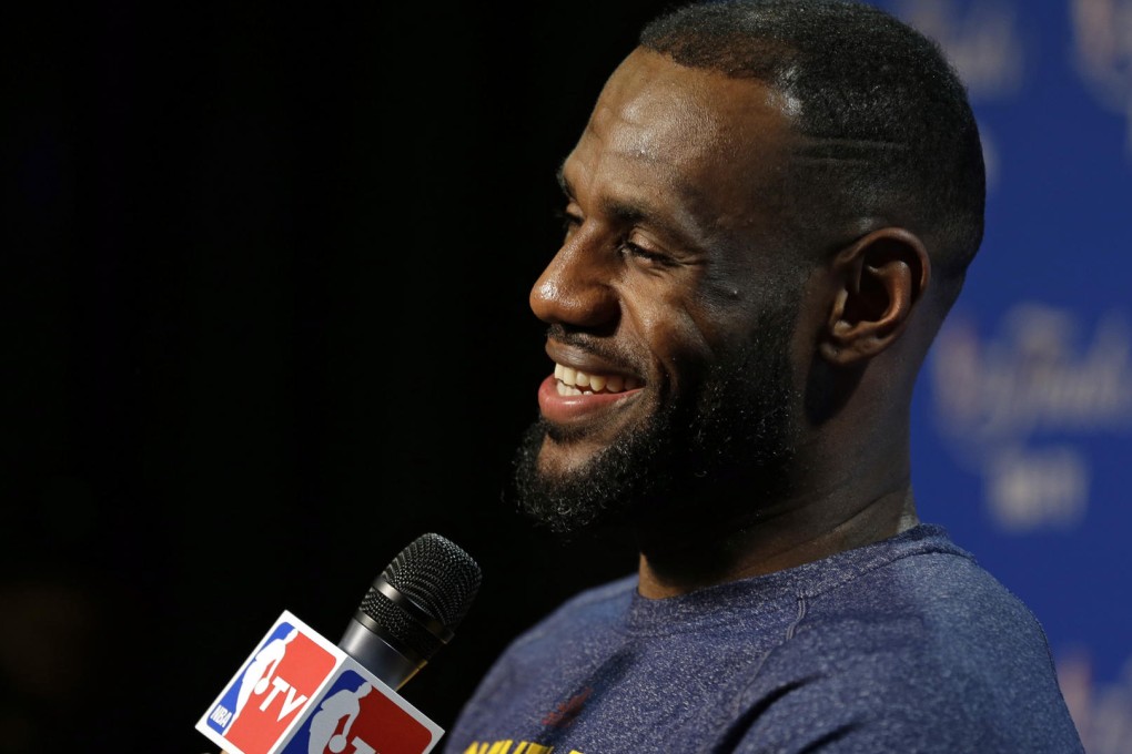 Cleveland Cavaliers forward LeBron James answers a question from the media ahead of their next game against the Golden state Warriors. Photo: AP