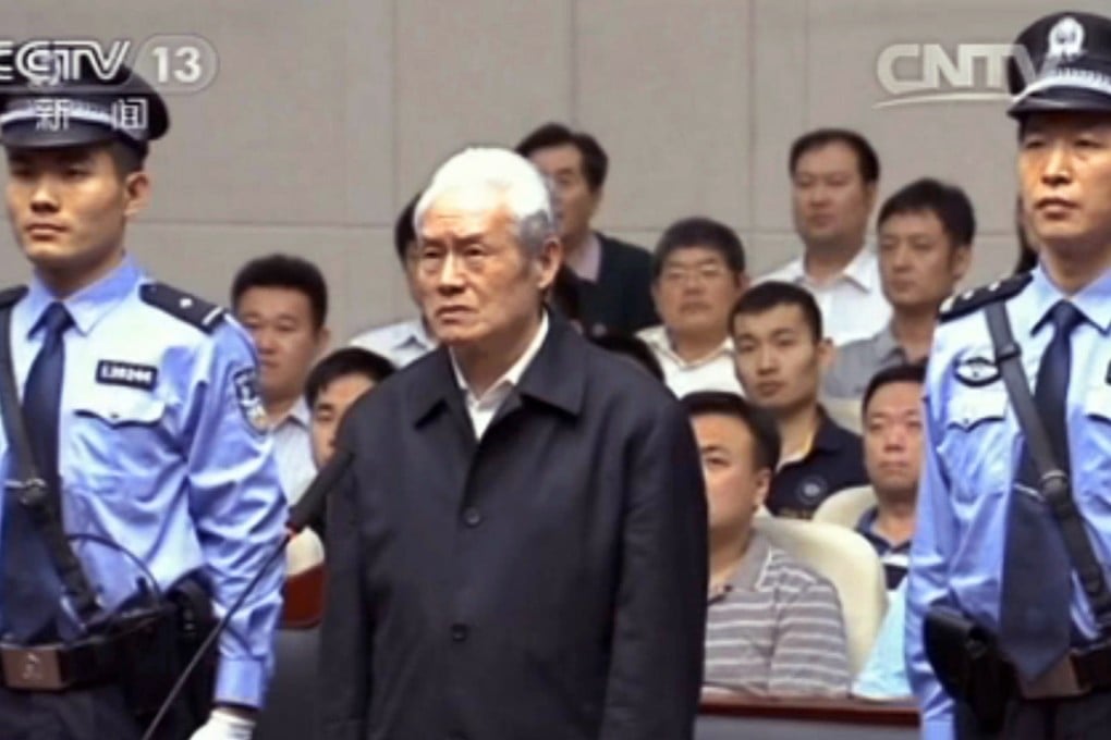 Zhou Yongkang at his sentencing in a clip shown on state television. Photo: SCMP Pictures