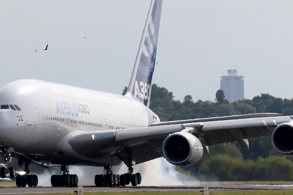 An A380 makes an entrance in Paris on the eve of the air show. Airbus sees China as the top market within 10 years. Photo: Reuters
