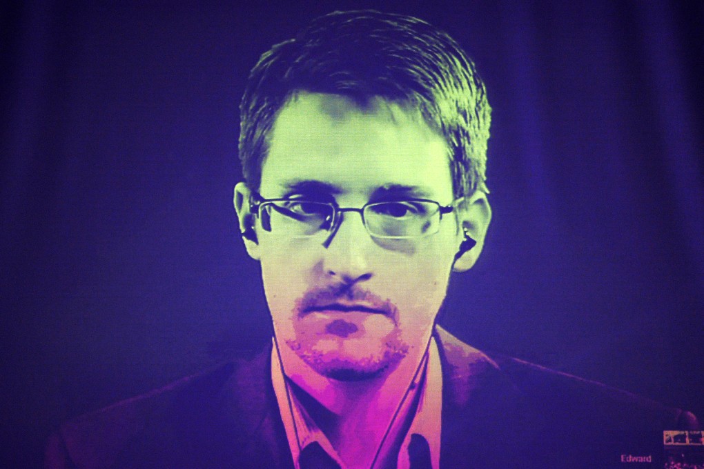 Edward Snowden speaks to European officials via video conference during a parliamentary hearing on improving the protection of whistleblowers, at the Council of Europe in Strasbourg, France, in June 2014. Photo: AFP