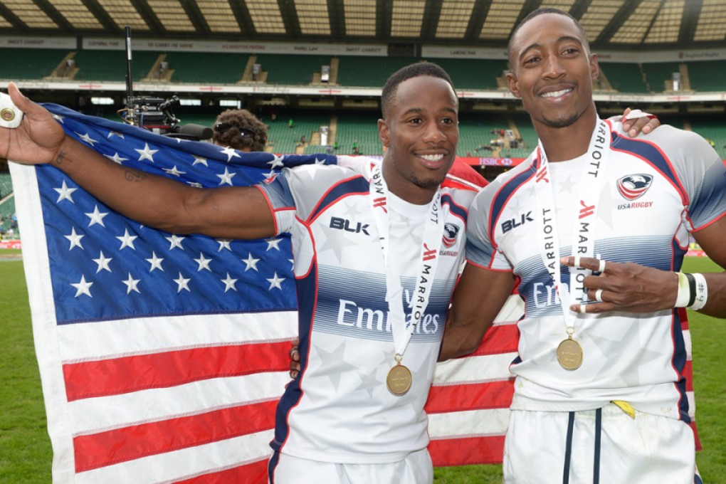 Carlin Isles (left) and Perry Baker celebrate their title triumph at the London Sevens last month, The USA defeated Canada 21-5 on Sunday to win the NACRA Sevens and book a place at the 2016 Rio Olympics. Photo: AP