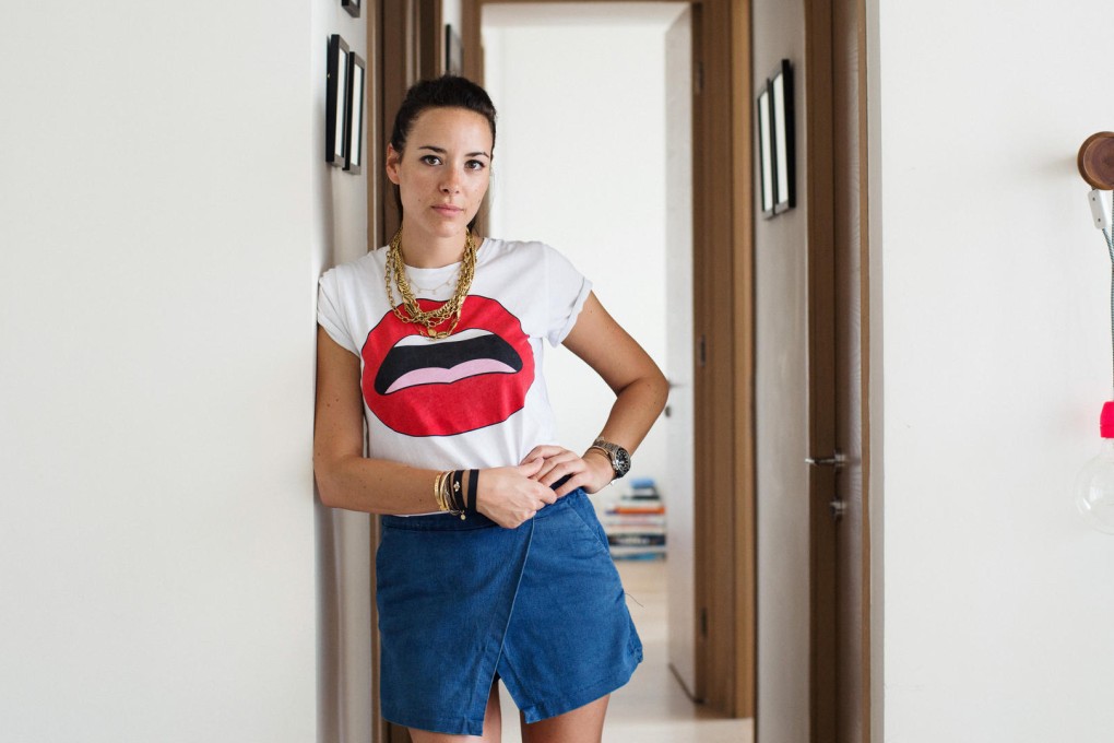 Elsa Lepeu wears an Aurelie Bidermann necklace, Yaz Bukey T-shirt, and Zara denim skort. She found the light fitting in Po Hing Fong. Photos: Amanda Kho