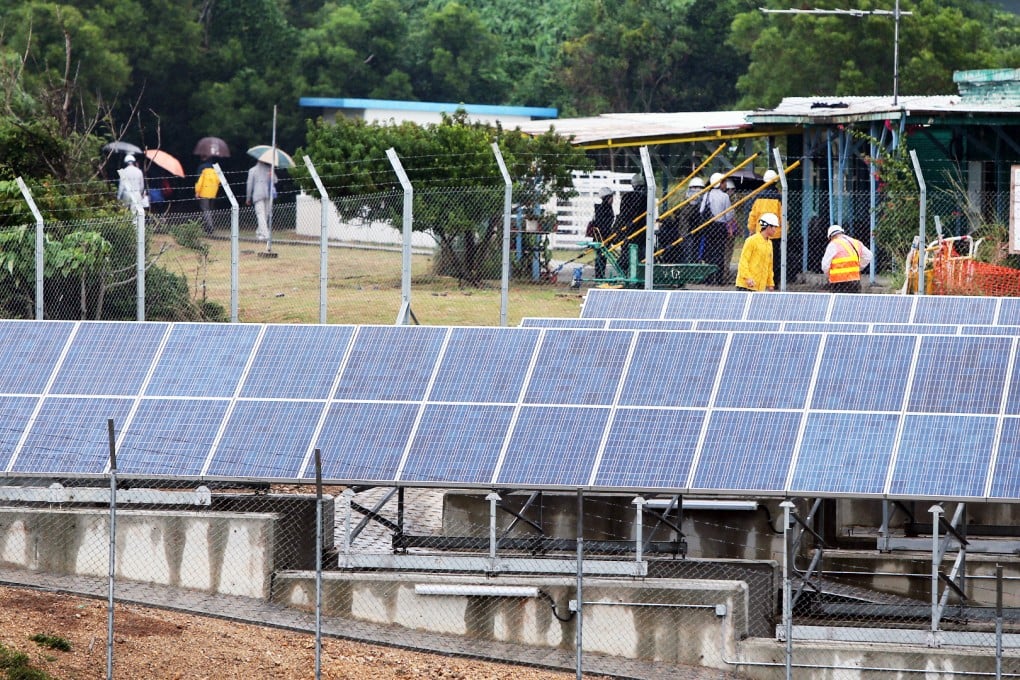 Solar panels are seen at Hong Kong's first commercial-scale standalone renewable energy generation and storage system of CLP on Town Island, Sai Kung in 2012. Photo: David Wong