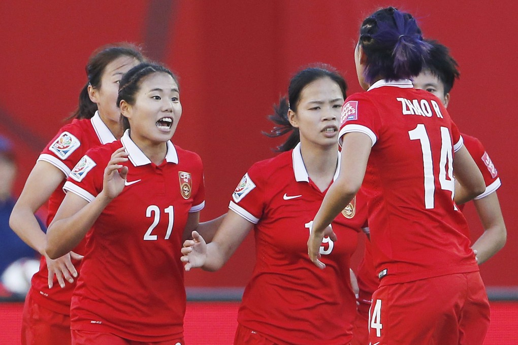 Wang Lisi (21) celebrates scoring against New Zealand with a penalty. Photo: AP