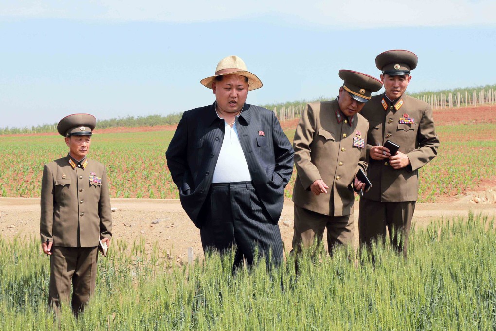 North Korean leader Kim Jong-un (centre), pictured in a photo released on June 1, inspects 'Farm No. 1116' tended to by soldiers in an undisclosed area of the country. Photo: AFP