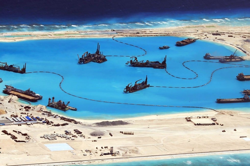 Chinese reclamation work in February at Fiery Cross Reef in the disputed Spratly Islands in the South China Sea. Photo: EPA