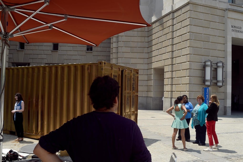 Portals is hard to miss in Washington, DC's Woodrow Wilson Plaza. Photos: The Washington Post