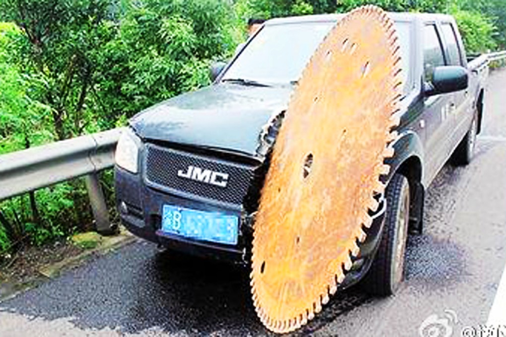 The blade cut 50cm into the bonnet. Photo: SCMP Pictures