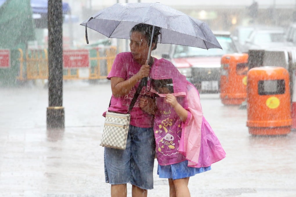 Sheltering from the rain.