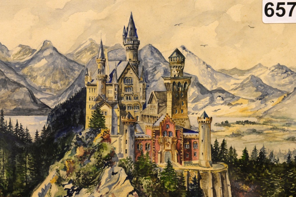 This painting of Neuschwanstein Castle, a watercolor signed A Hitler, was bought at auction by a Chinese collector for about US$113,000. Photo: AFP