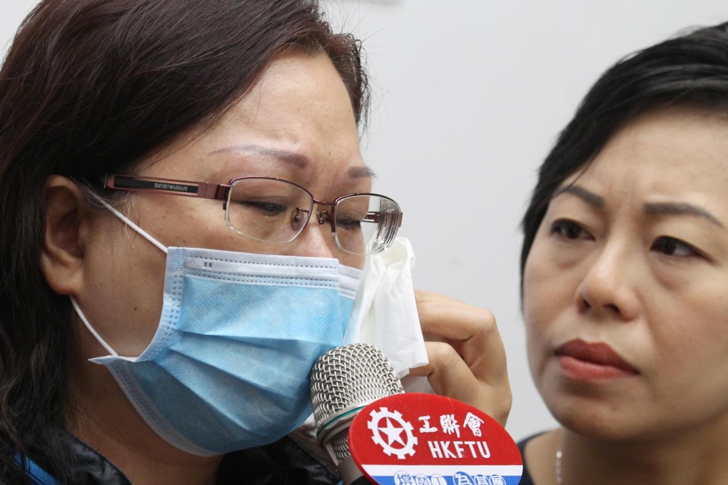 Winnie Wong, with FTU lawmaker Alice Mak, describes the agony caused by her daughter's sudden death. Photo: Dickson Lee