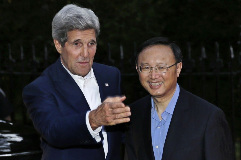 US Secretary of State John Kerry and State Councillor Yang Jiechi pictured during a previous meeting last year in Boston. Photo: AP