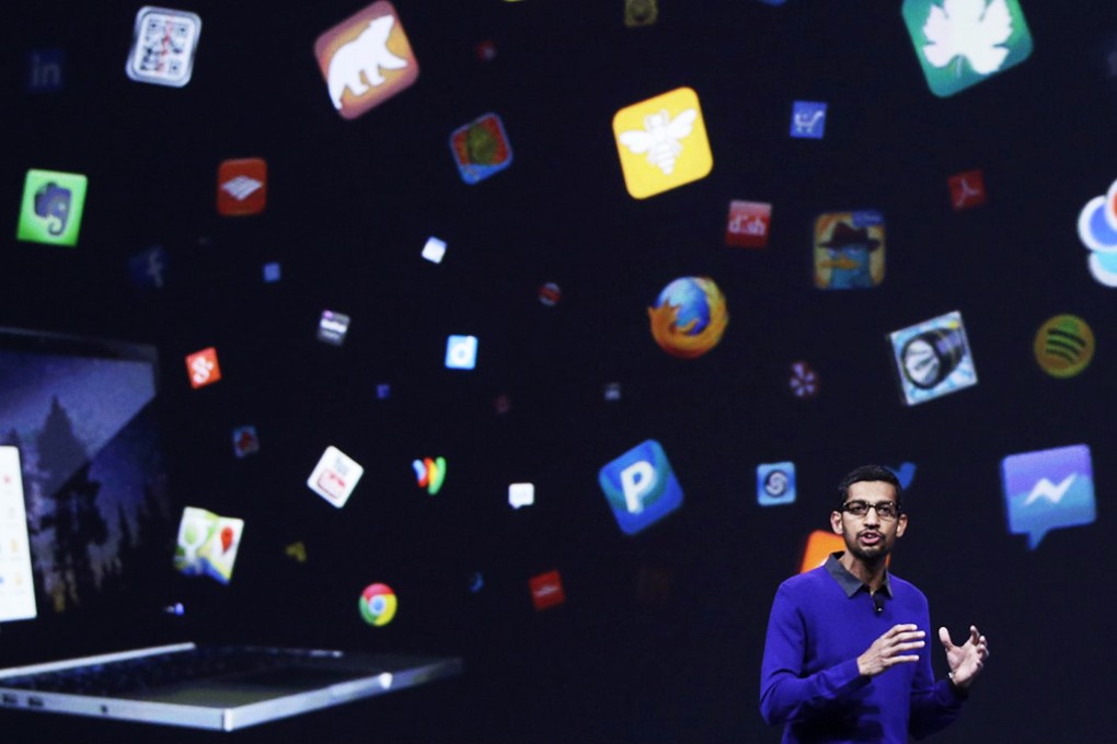 Google's Sundar Pichai speaks at an event in San Francisco. New research suggests as many as one in 10 Android apps may contain malware. Photo: AP
