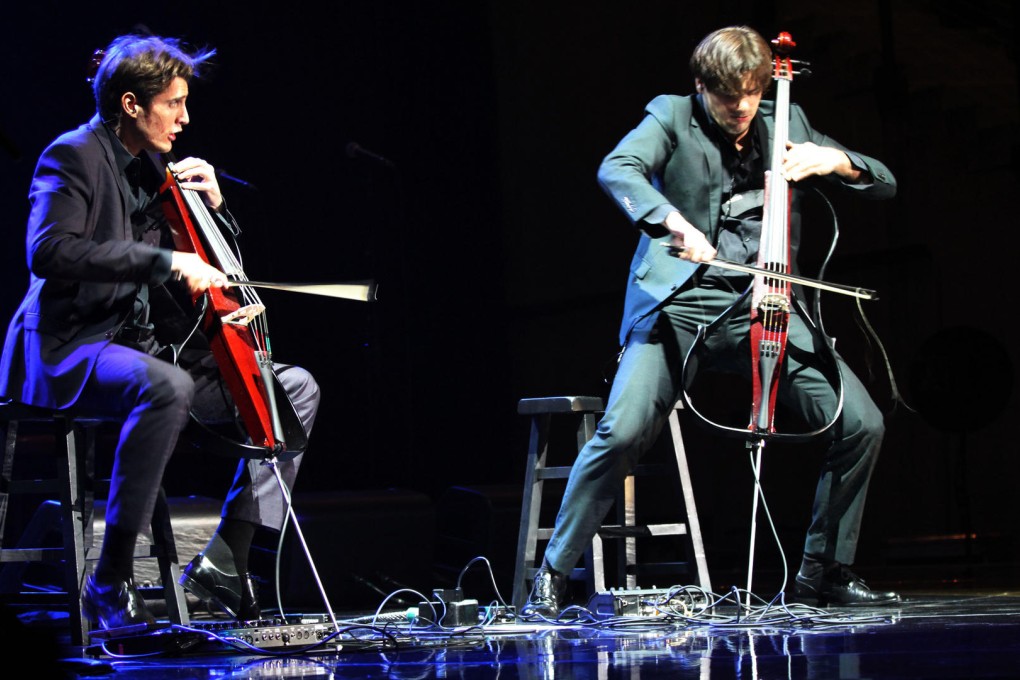 Double trouble: Luka Sulic (left) and Stjepan Hauser on stage.